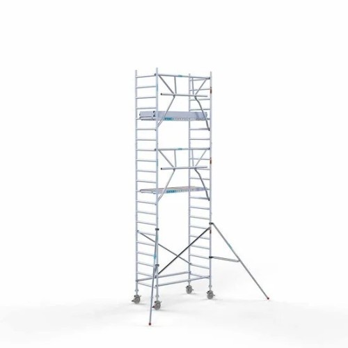 Аliumininiai pastoliai 90х190 7,2 m darbinis aukštis* anglies platforma su sulankstomomis apsaugomis iš 1 pusės