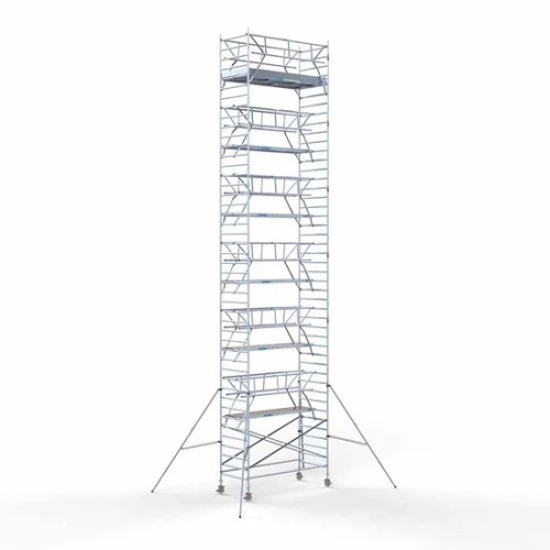 Alumīnija tornis 135х305 cm 14,2m darba augstums* ar oglekļa platformu + salokāmas margas no 2 pusēm