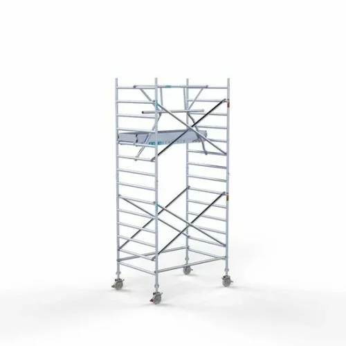 Alumīnija tornis 135х190 cm 5,2m darba augstums* ar oglekļa platformu + salokāmas margas no 1 puses