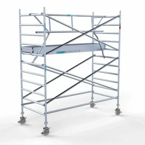 Alumīnija tornis 135х305 cm 4,2m darba augstums* ar oglekļa platformu + salokāmas margas no 1 puses