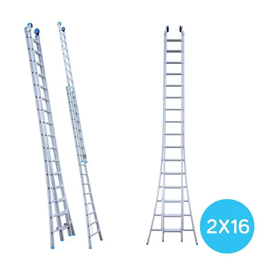 Kaheosaline redel 2x16 + fassaadirattad Kaheosaline redel 2x16 + fassaadirattad