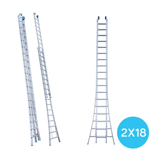 Kaheosaline redel 2x18 + fassaadirattad Kaheosaline redel 2x18 + fassaadirattad