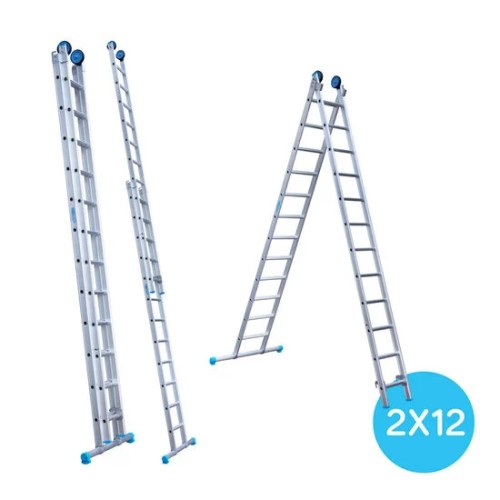 Two section ladder 2x12 + facade roller