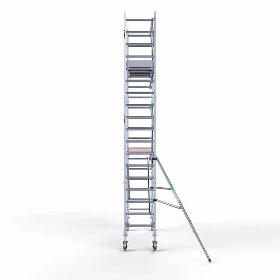 Alumiiniumtellingud 75х250 8,2 m töökõrgus* koos kokkupandavate piiretega ühel küljel Alumiiniumtellingud 75х250 8,2 m töökõrgus* koos kokkupandavate piiretega ühel küljel